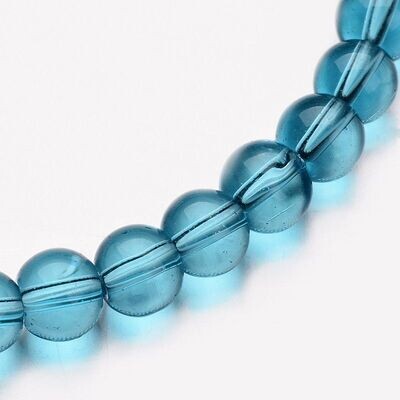 Glass Beads, 8mm, Light Blue, 1 Strand