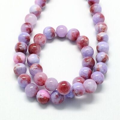 Natural Dyed Jade, Purple & Red, 6mm, 1 Strand