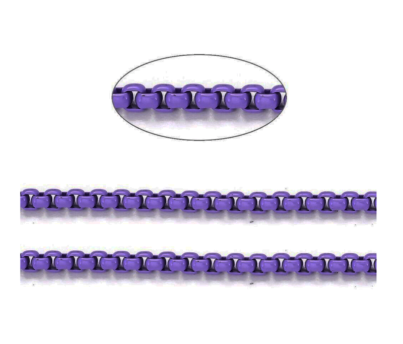Spray Painted Box Chain, 3x2x2mm, Dark Purple