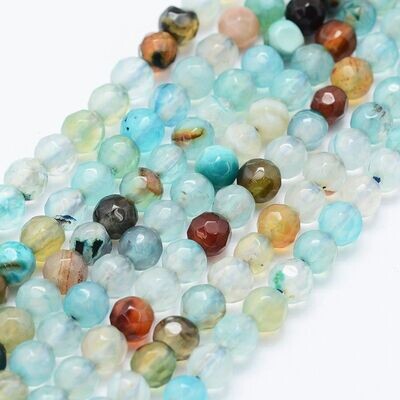 Natural Agate Beads, Dyed, Light Sea Greens, 4mm, 1 Strand