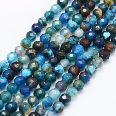 Natural Agate Beads, Dyed, Dark Sea Greens, 4mm, 1 Strand