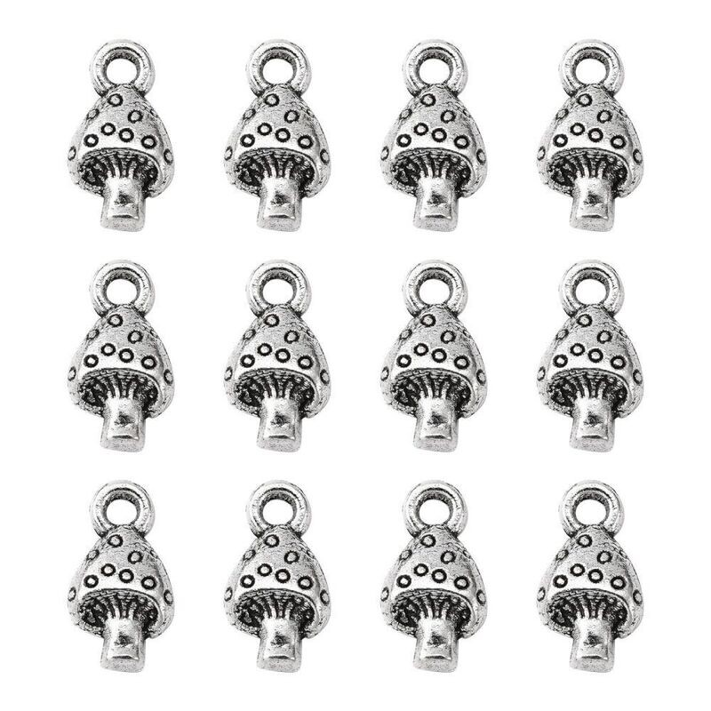 Antique Silver Mushroom Charm, 13x8mm