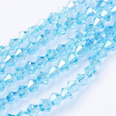 4mm AB Plated Bicone Crystals in Turquoise/Blue