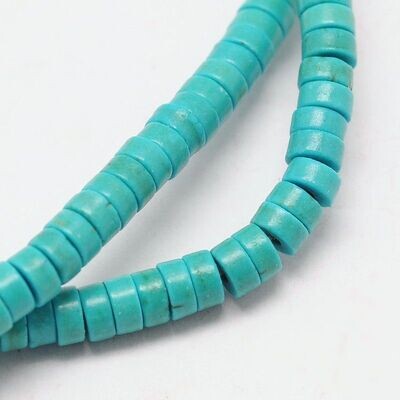 Howlite Heishi Beads in Turquoise, 6x3mm, 1 Strand