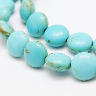 Dyed Howlite Smartie Beads in Turquoise, 10x5mm, 1 Strand