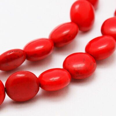 Dyed Howlite Smartie Beads in Red, 10x5mm, 1 Strand