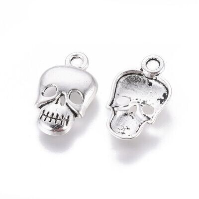 Silver Plated Skull Charm, 16x10mm
