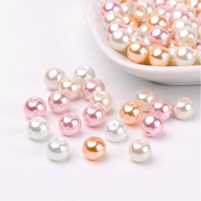 400 x 4mm Glass Pearls, Mixed Pinks & Peaches