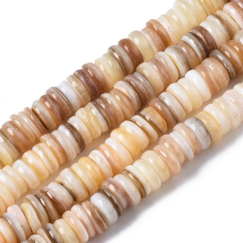 6mm Shell Heishi Beads, Natural, 1 Strand