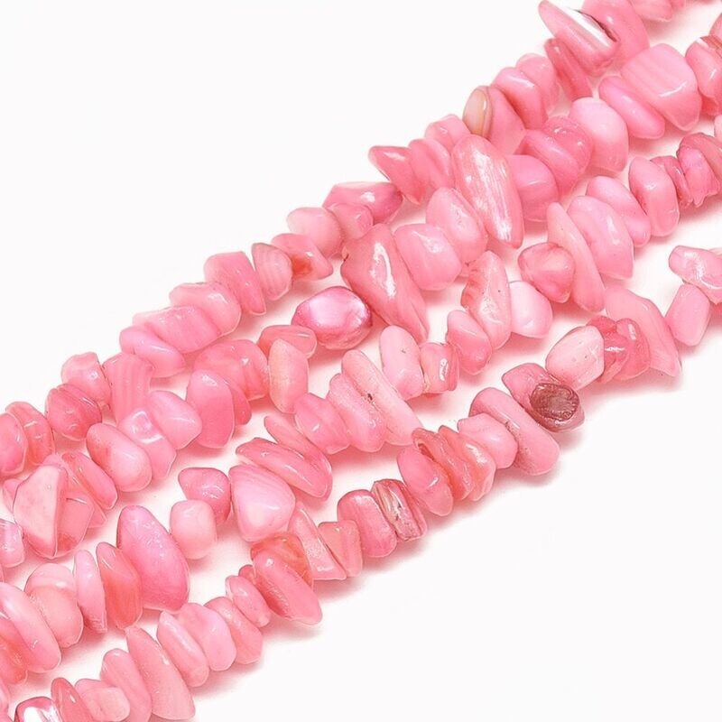 Fuchsia Pink Shell Chips, 5-8mm, 1 Strand