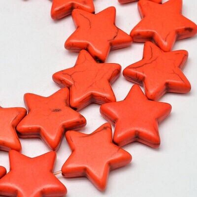 Howlite Star Beads in Orange, 12x12x5mm, 1 Strand
