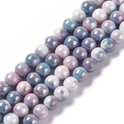 8mm Pearlised Electroplated Glass Beads in Muted Purples, 1 Strand