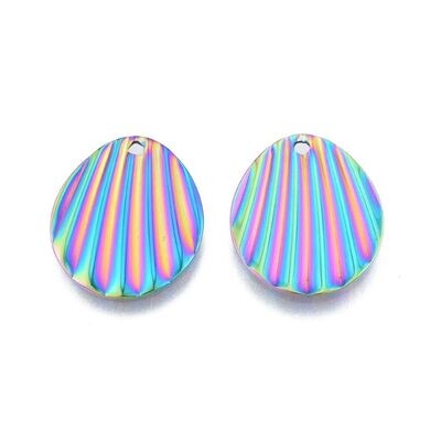 Rainbow Plated Stainless Steel Shell Charm/Pendant, 21x18mm
