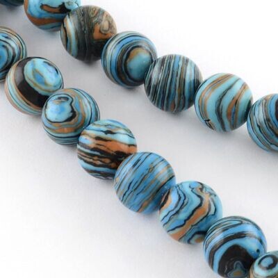 Dyed Synthetic Gemstone Beads, Sea Blue Mix, 8mm, 1 Strand