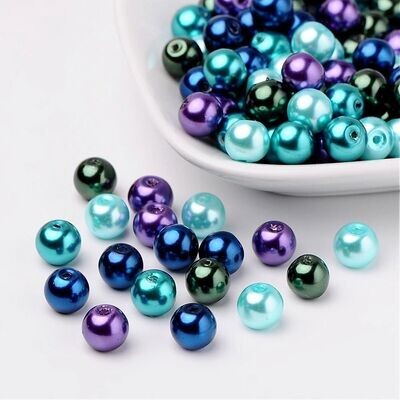 200 x 6mm Glass Pearls, Blues & Purples
