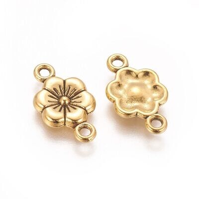 10 x Gold Plated Flower Connector, 18x10mm