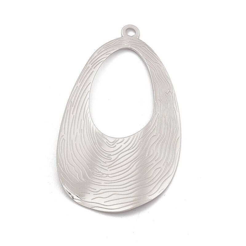 Stainless Steel Teardrop Pendant, 61x34x1mm
