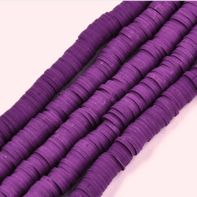 Polymer Clay Heishi Bead Strand, Dark Pinky/Purple, 6mm