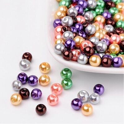 200 x 6mm Glass Pearls, Mixed