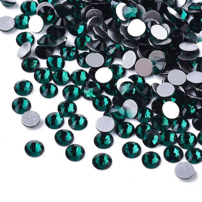 Rhinestone Cabochons in Green, 4.5x2mm, 5g