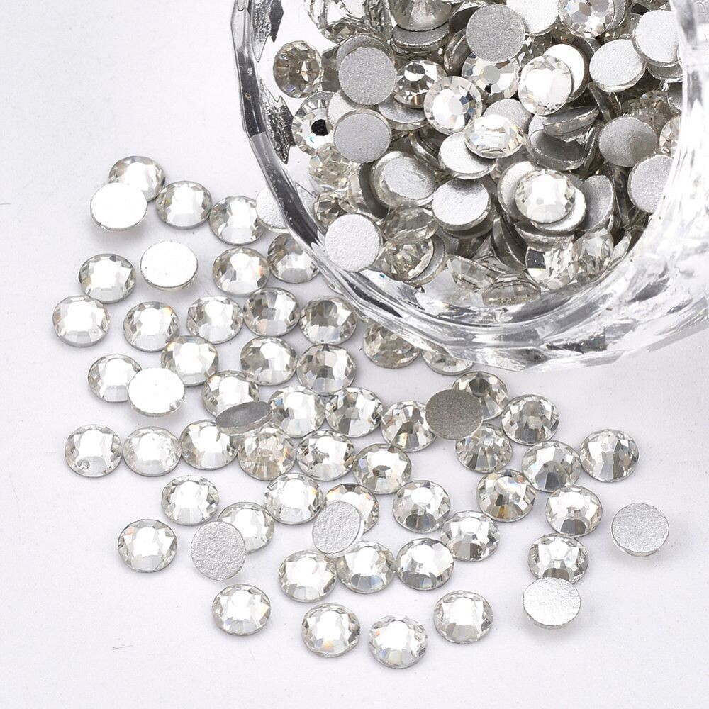 Rhinestone Cabochons in Silver, 4.5x2mm, 5g
