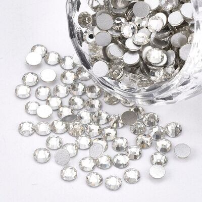 Rhinestone Cabochons in Silver, 4.5x2mm, 5g