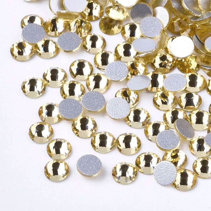 Rhinestone Cabochons in Gold, 4.5x2mm, 5g