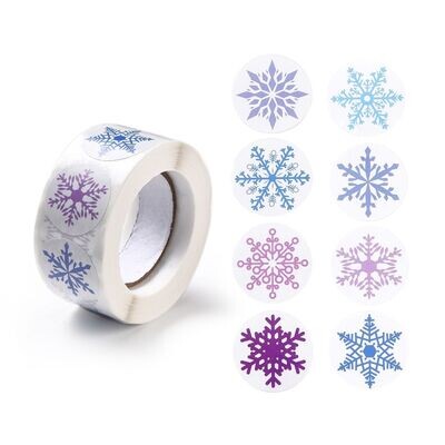 Snowflake Stickers, 25mm, 500 per Roll