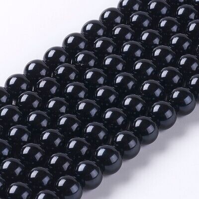 6mm Glass Pearls in Black, 1 Strand