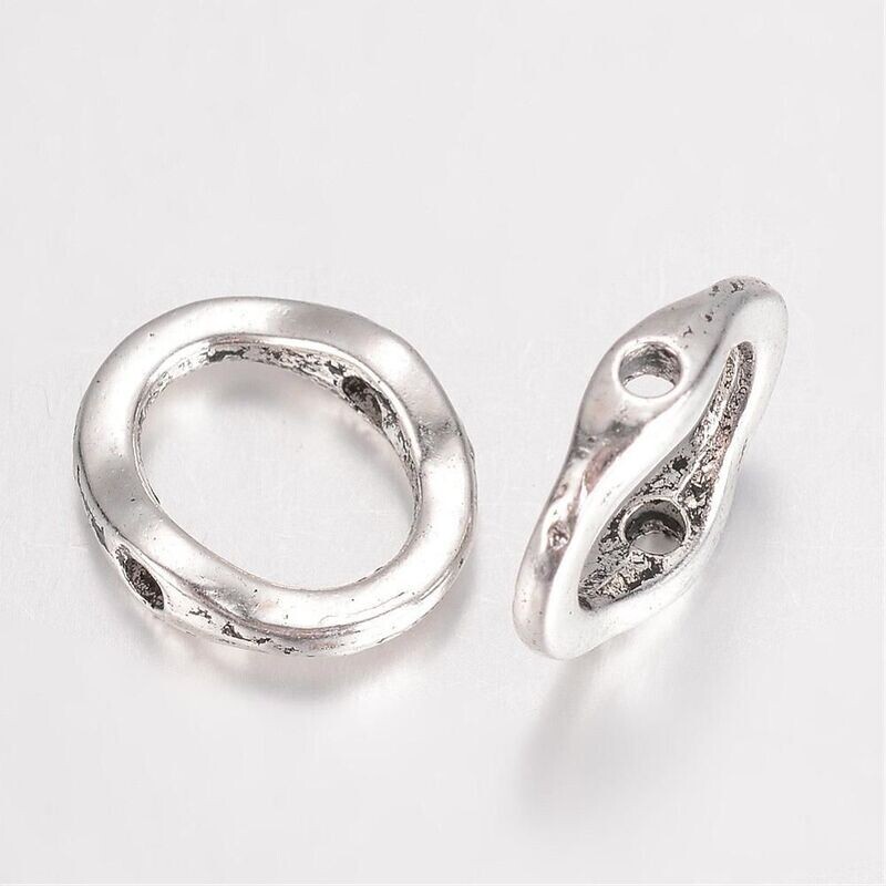 20 x Oval Antique Silver Bead Frames, 15x12x3mm