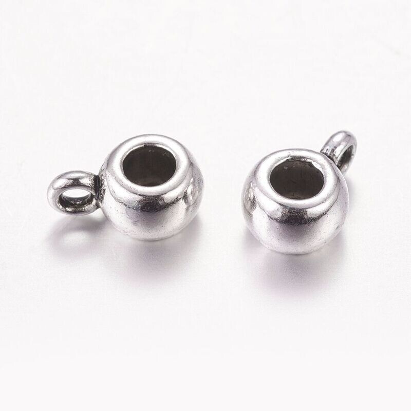 20 x Silver Plated Hanger Bail Tubes, 9x6x4mm