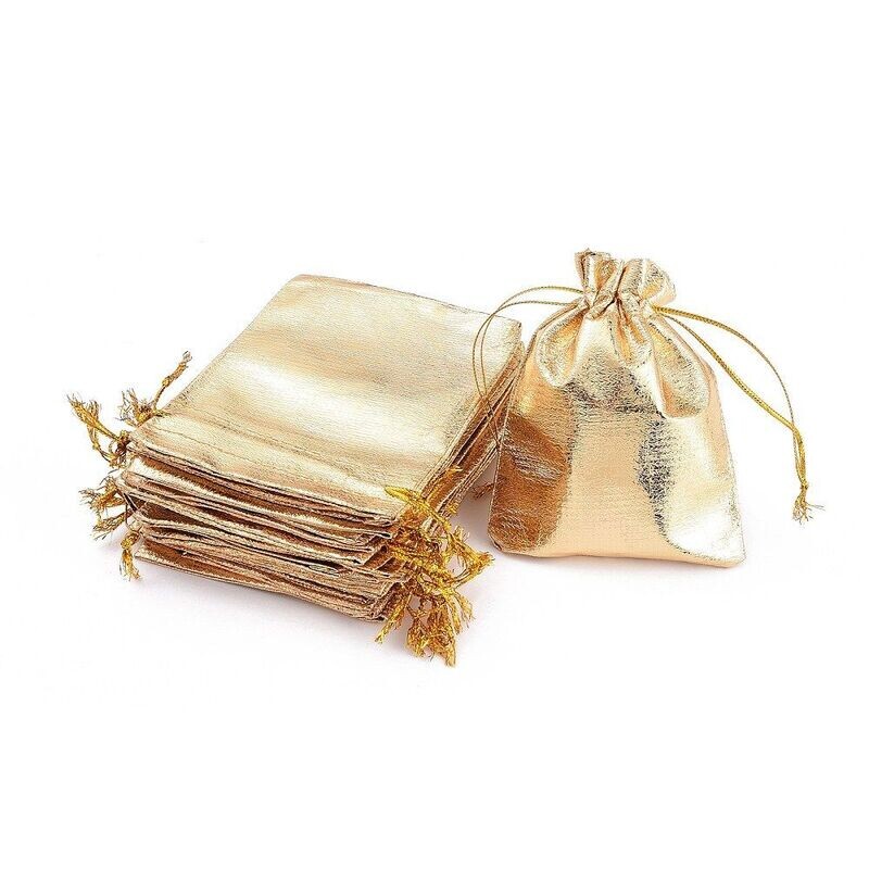 10 x 12x9cm Metallic Gold Gift Pouches