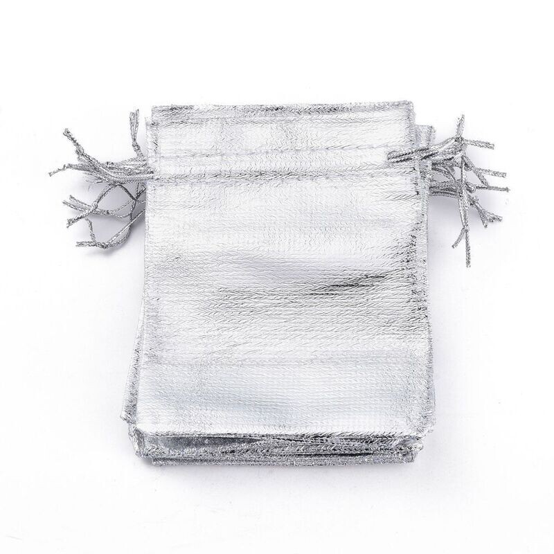 10 x 12x9cm Metallic Silver Gift Pouches