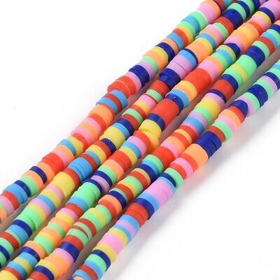 Polymer Clay Heishi Bead Strand, Mixed Colours, 3mm