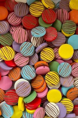 15 x Painted Wooden Beads, 20x5mm