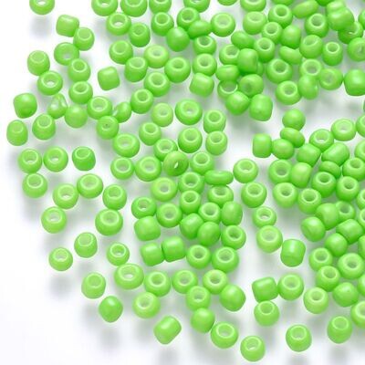 Seed Beads in Lime Green, Size 6, 4-5mm
