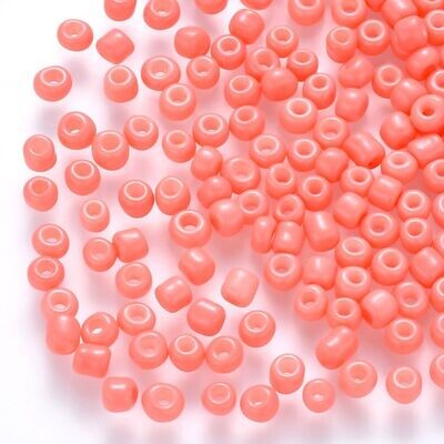 Seed Beads in Coral Red, Size 6, 4-5mm