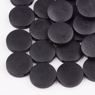 25 x Painted Wooden Beads, 15x4mm, Black