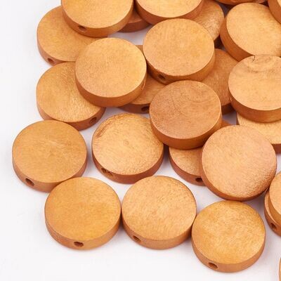 25 x Painted Wooden Beads, 15x4mm, Tan
