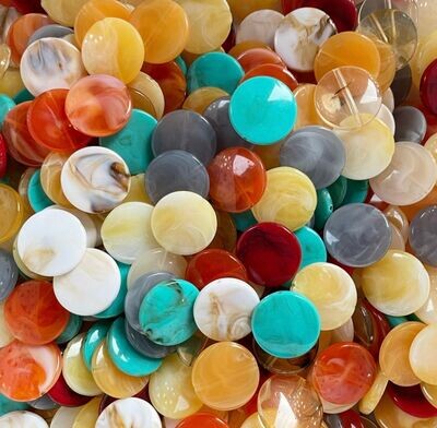 25 x Marbled Acrylic Coin Beads, 21x5mm, Mixed Colours