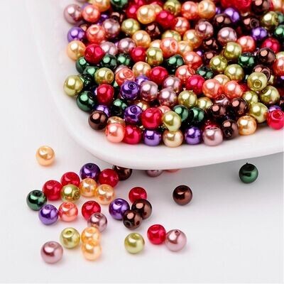 400 x 4mm Glass Pearls, Mixed Colours
