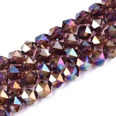 Multi-Faceted Glass Beads in AB Burgundy, 6mm, 1 Strand