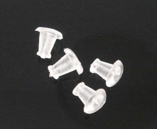 Rubber Ear Nuts/Earring Backs, 4x4mm