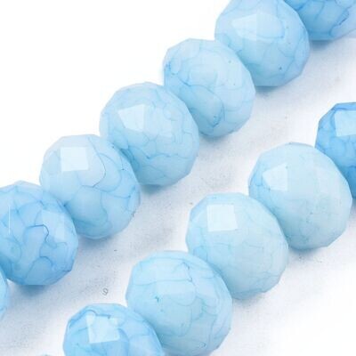 30 x 12x8mm Faceted Glass Beads in Sky Blue