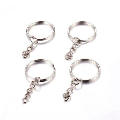 10 x Silver Plated Keyring Chains, 25mm