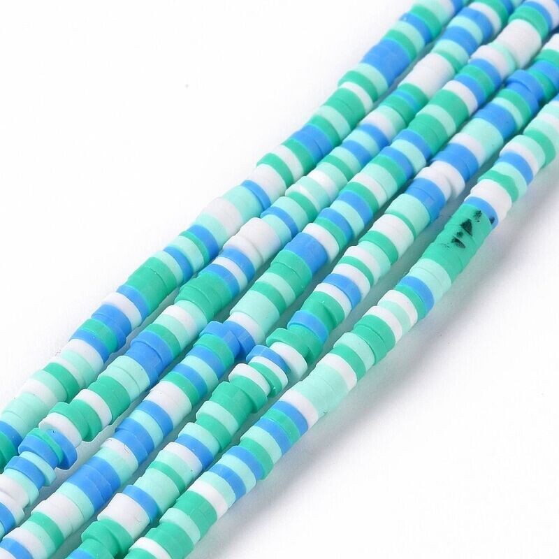 Polymer Clay Heishi Bead Strand, Aquamarine, 3mm