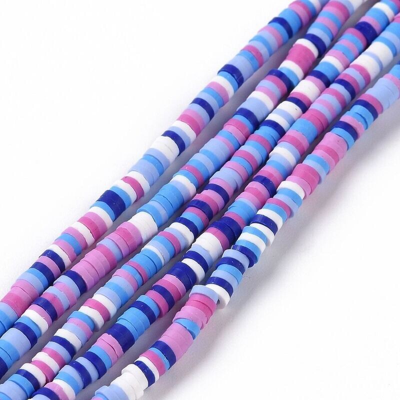 Polymer Clay Heishi Bead Strand, Mixed Purples, 3mm