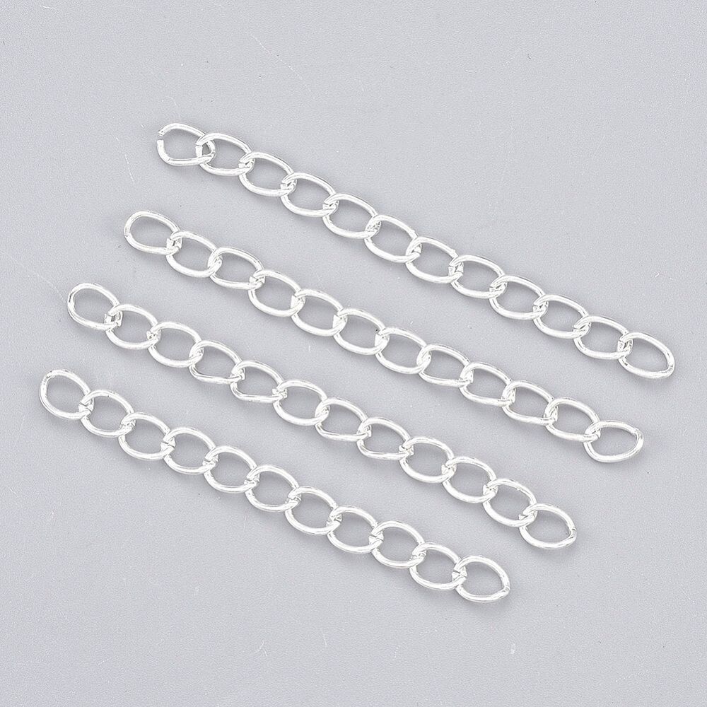 20 x Silver Plated Nickel Free Extension Chains, 5x4mm