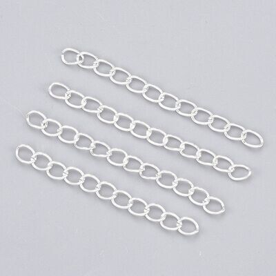 20 x Silver Plated Nickel Free Extension Chains, 5x4mm