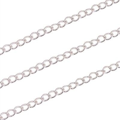 Silver Plated Nickel Free Cable Chain, 3x2x0.45mm, 1 Metre